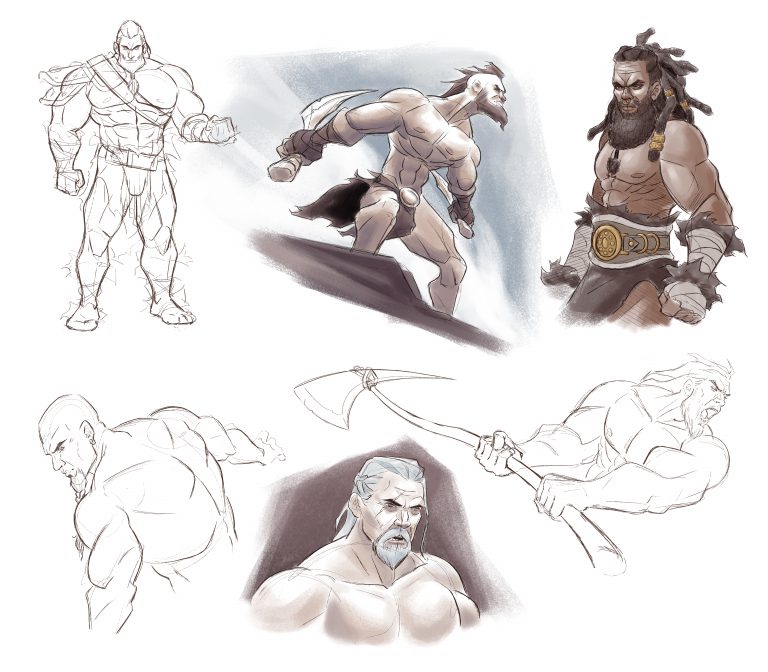 Sketching some barbarian bros