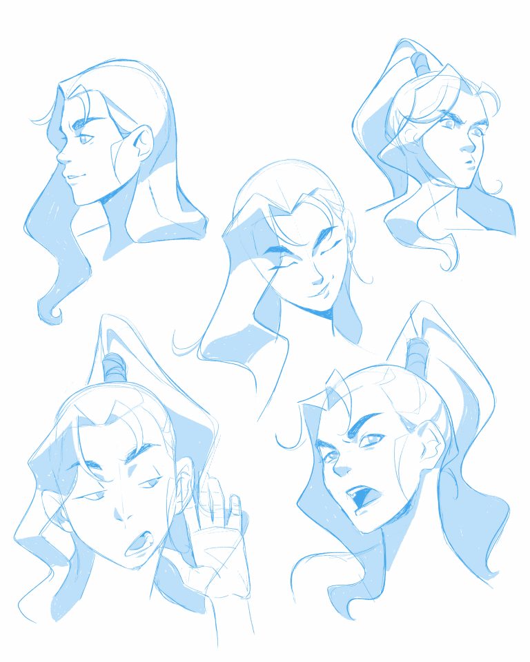 Korra-inspired anime sketching