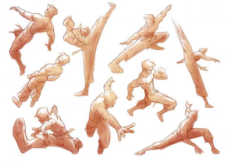 Action sketches – anatomy practice